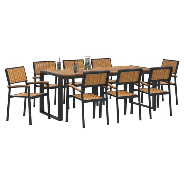 vidaXL Garden Dining Set 9 pcs Black and brown