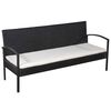 vidaXL Sofa Set Black PE rattan, powder-coated steel, 100% polyester, glass