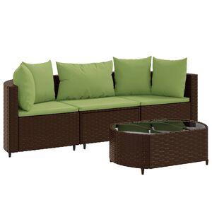 vidaXL Patio Sofa Set Set of 3 Brown, Green