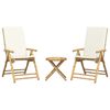 vidaXL Bistro Set Cream White Bamboo, Fabric (100% polyester) 3 Piece Set