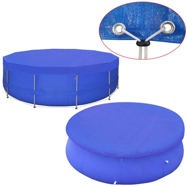 vidaXL Pool Cover Dark blue Polyethylene Fits pools up to 16.4 diameter