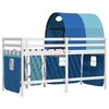 vidaXL Kids'Loft Bed White, Blue Solid Pine Wood, Polyester 31.5 x 79 in
