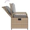 vidaXL Reclining Patio Chair Beige PE rattan Standard Removable Covers