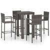 vidaXL Garden Bar Set Grey PE rattan Standard Durable Outdoor Bar Set