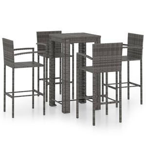 vidaXL Garden Bar Set Grey PE rattan Standard Durable Outdoor Bar Set