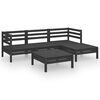 vidaXL Garden Lounge Set Black Solid pine wood 25.0 in x 25.0 in x 24.6 in