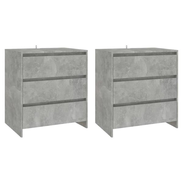 vidaXL Sideboard Set of 3 Concrete grey Engineered wood Large