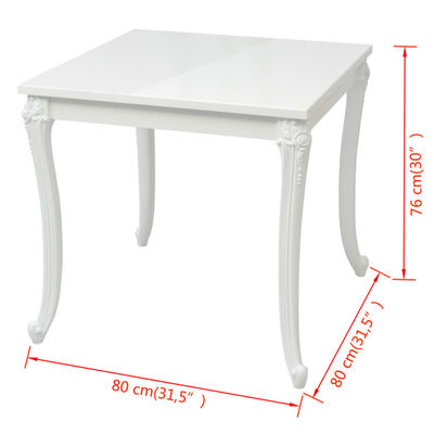 vidaXL Dining Table 31.5"x31.5"x29.9" High Gloss White