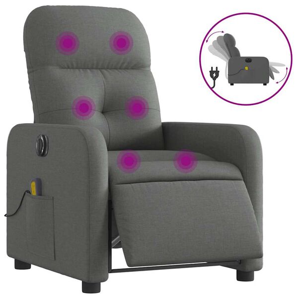 vidaXL Electric Massage Recliner Chair Dark Gray