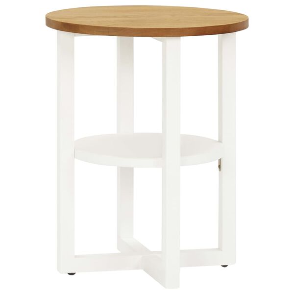 vidaXL Lamp Table Oak and white Solid oak wood, MDF, solid acacia wood