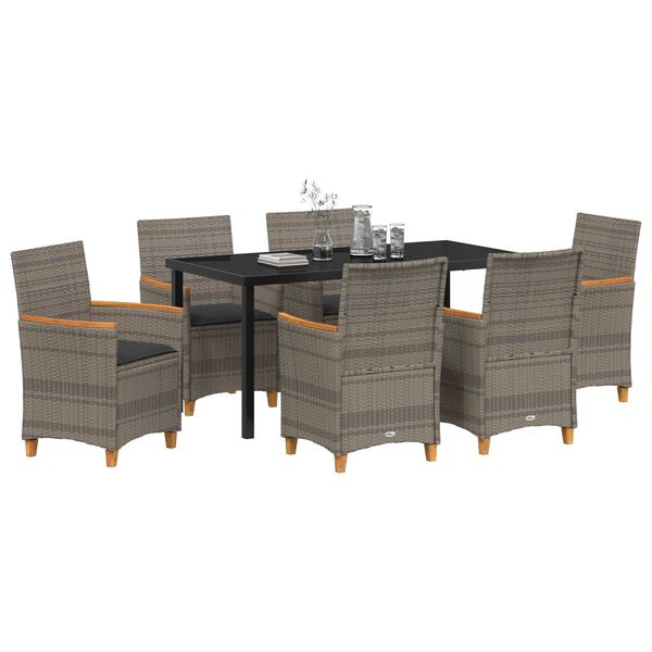 vidaXL Garden Dining Set 7 pcs Gray poly rattan