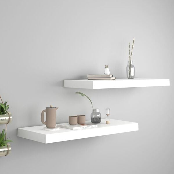 vidaXL Wall Shelf Set of 2 White Honeycomb MDF, metal