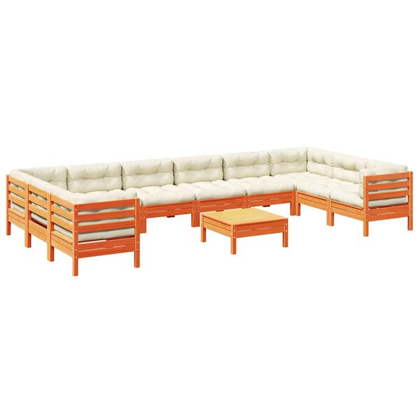 vidaXL Garden Sofa Set Wax brown and cream