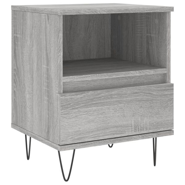 vidaXL Bedside Cabinet Grey sonoma Engineered wood, Metal Standard