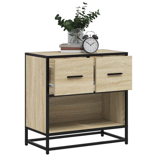 vidaXL Bedside Cabinet Sonoma oak Engineered wood, Metal Medium