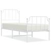 vidaXL Metal Bed Frame without Mattress with Footboard&nbsp;White 31.5"x78.7"