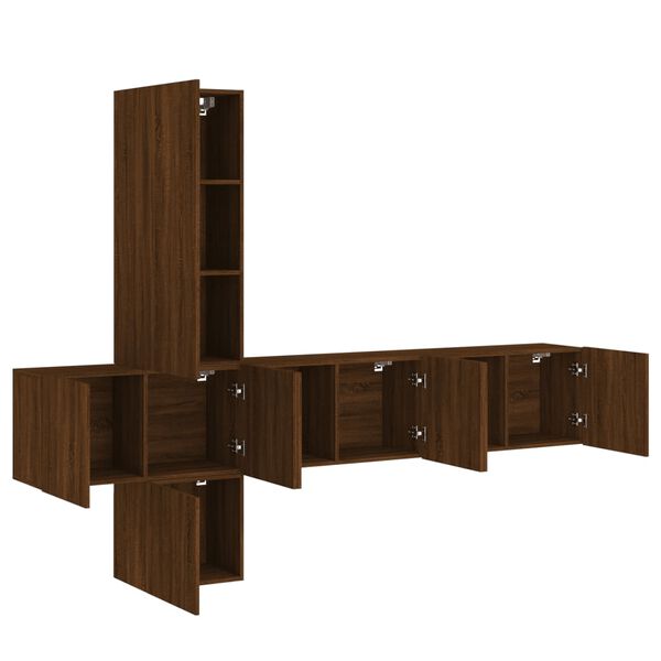 vidaXL TV Wall Unit Brown oak Engineered wood Medium TV Wall Unit