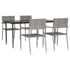 vidaXL Garden Dining Set Gray and Black