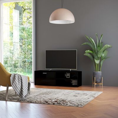 vidaXL TV Stand High Gloss Black 47.2"x13.4"x14.6" Engineered Wood