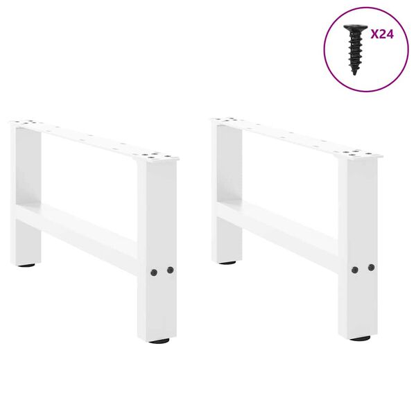 vidaXL Coffee Table Leg Set of 2 White Powder-Coated Steel Medium