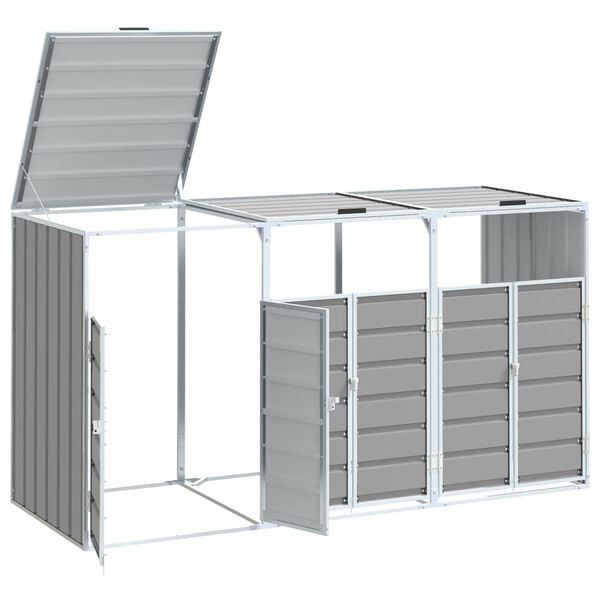 vidaXL Wheelie Bin Storage for Triple Bins Gray 85"x31.9"x45.3" Steel