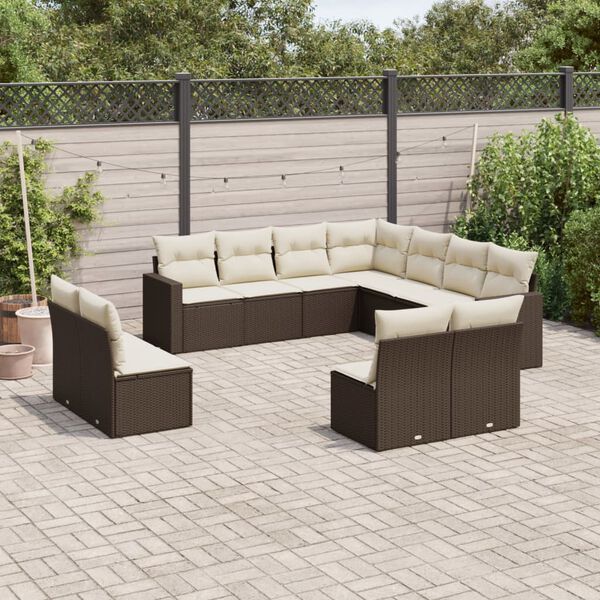 vidaXL Garden Sofa Set Brown, Cream White