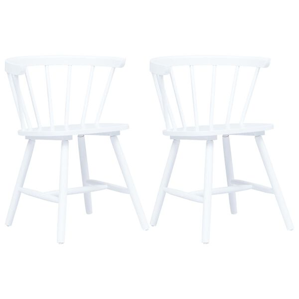 vidaXL Dining Chairs 2 pcs White Solid Rubber Wood