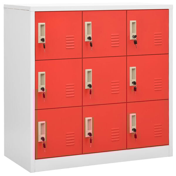 vidaXL Locker Cabinet Light grey and red Steel Medium Locker Cabinet