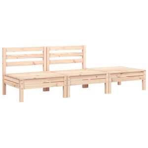 vidaXL Garden Sofa Natural Pine Solid Pine Wood 3-Seater Modular