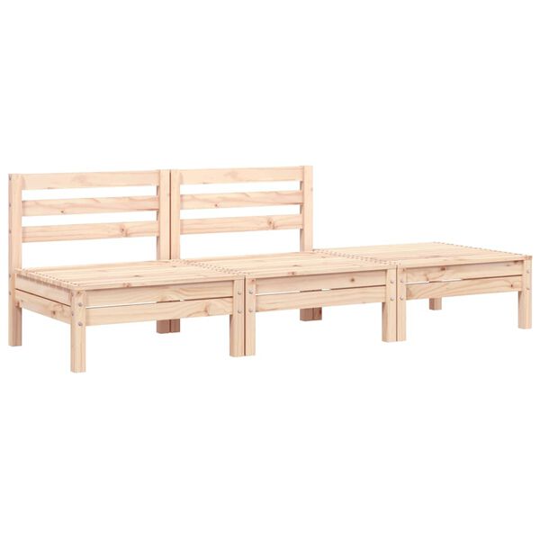 vidaXL Garden Sofa Natural Pine Solid Pine Wood 3-Seater Modular