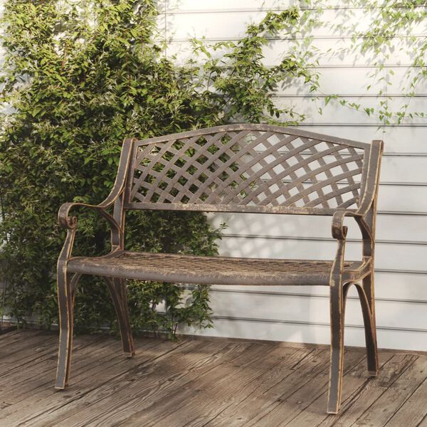vidaXL Garden Bench Bronze Cast Aluminum, Cast Iron Medium Durable