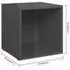 vidaXL TV Cabinet Set High Gloss Gray Engineered Wood Gray TV Cabinets