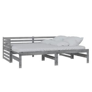 vidaXL Day Bed Grey Solid Pinewood 2x