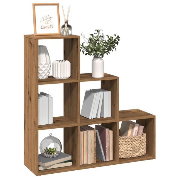vidaXL Room Divider Bookcase Artisan Oak Engineered Wood 3-Tier