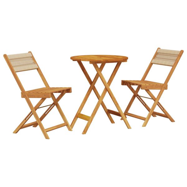 vidaXL Bistro Set Beige Solid acacia wood Medium Foldable Bistro Set
