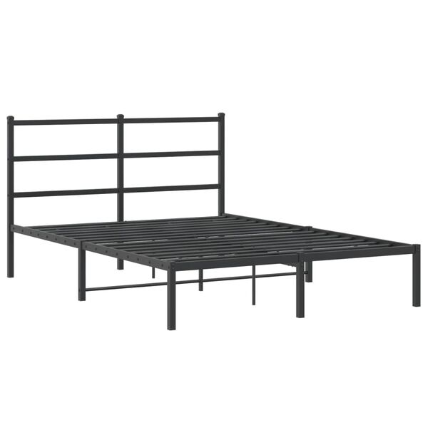 vidaXL Bed Frame Black Powder-Coated Steel 53.1 x 74.8 in Double