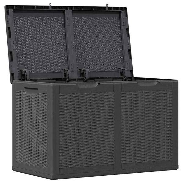 vidaXL Storage Box Black Polypropylene with rattan look 47.6 gal