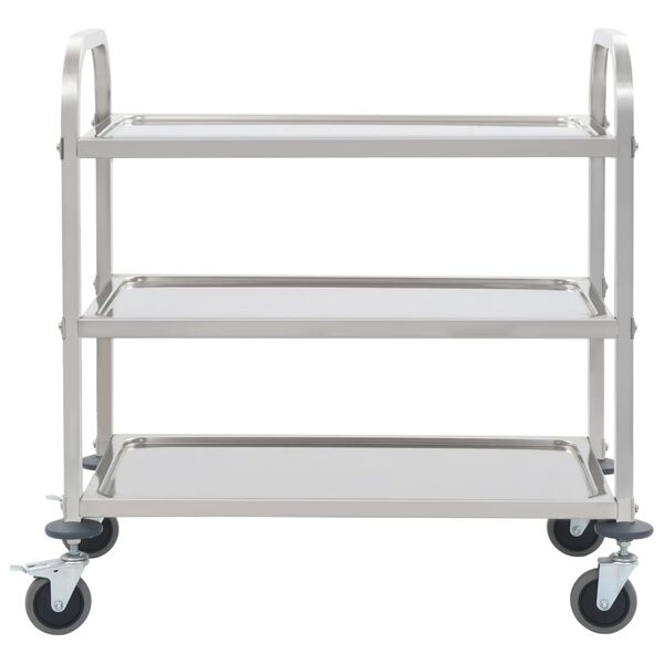 vidaXL 3-Tier Kitchen Trolley 38.0x21.7x35.4" Stainless Steel