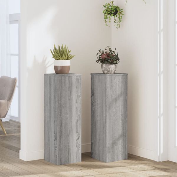 vidaXL Plant Stand Set of 2 Grey Sonoma Engineered wood