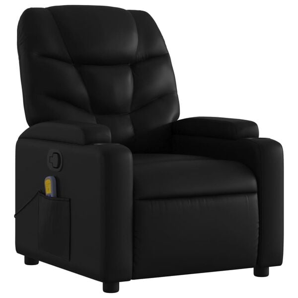 vidaXL Massage Recliner Chair Black Faux leather, metal, plywood Single