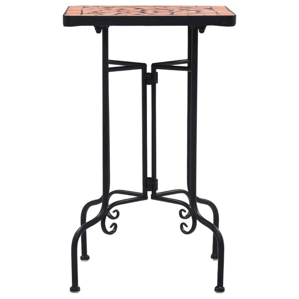 vidaXL Side Table Terracotta and Black Iron and Ceramic Small Durable