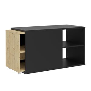 FMD TV Stand Black and Artisan Oak Melamine-coated particle board