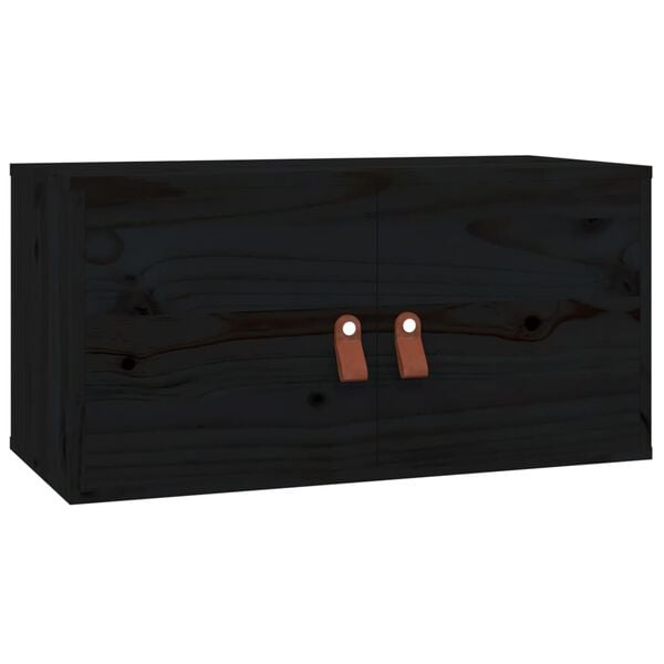 vidaXL Wall Cabinet Set of 2 Black Solid pine wood, engineered wood