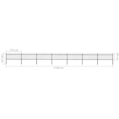 vidaXL Garden Fence with Spear Top Steel 468.5"x31.5" Black