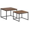 vidaXL Nesting Coffee Table Set of 2 Grey Solid Teak wood, Metal Small