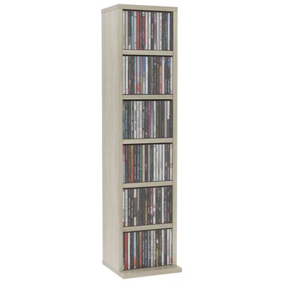 vidaXL CD Cabinet Sonoma Oak 8.3"x7.9"x34.6" Engineered Wood