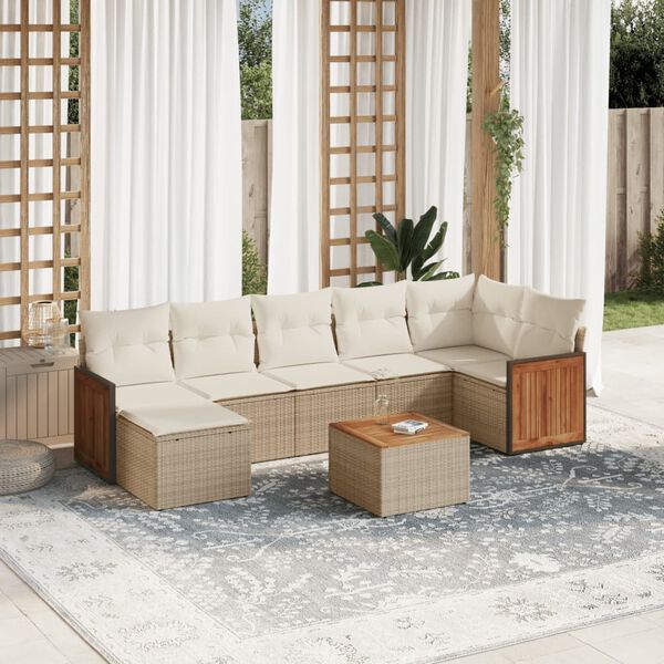 vidaXL Garden Sofa Set Beige PE rattan Modular Garden Sofa Set