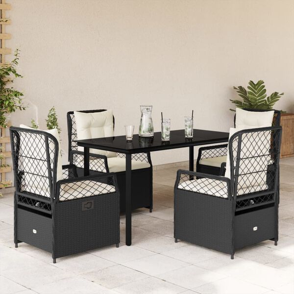 vidaXL Garden Dining Set Black and Cream White