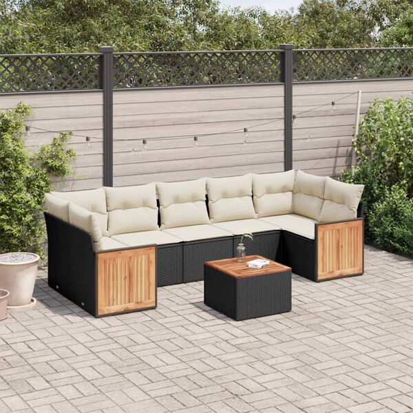 vidaXL Garden Sofa Set Black, Cream White