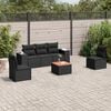 vidaXL Garden Sofa Set Black PE rattan, powder-coated steel, acacia wood